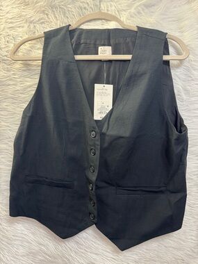 a new day Black Women's Button Front Vest